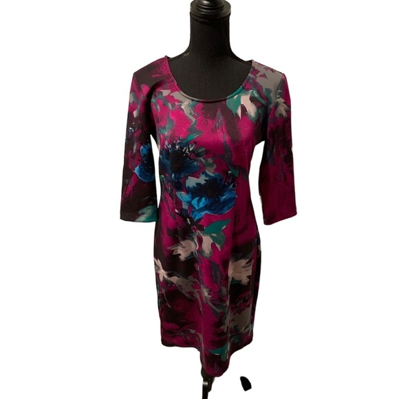 Gabby Skye 3/4 Sleeve Multicolor Sheath Dress size 10 - Picture 1 of 6